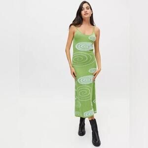 House Of Sunny Hockney Knit Slip Sundress Dress in Green and Blue Size 6